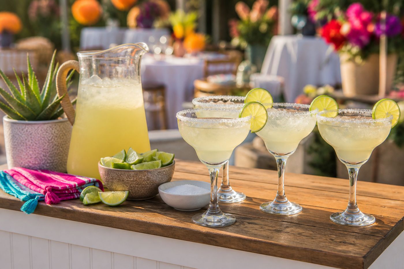 Margarita station set up on a With A Twist mobile bar at a private event